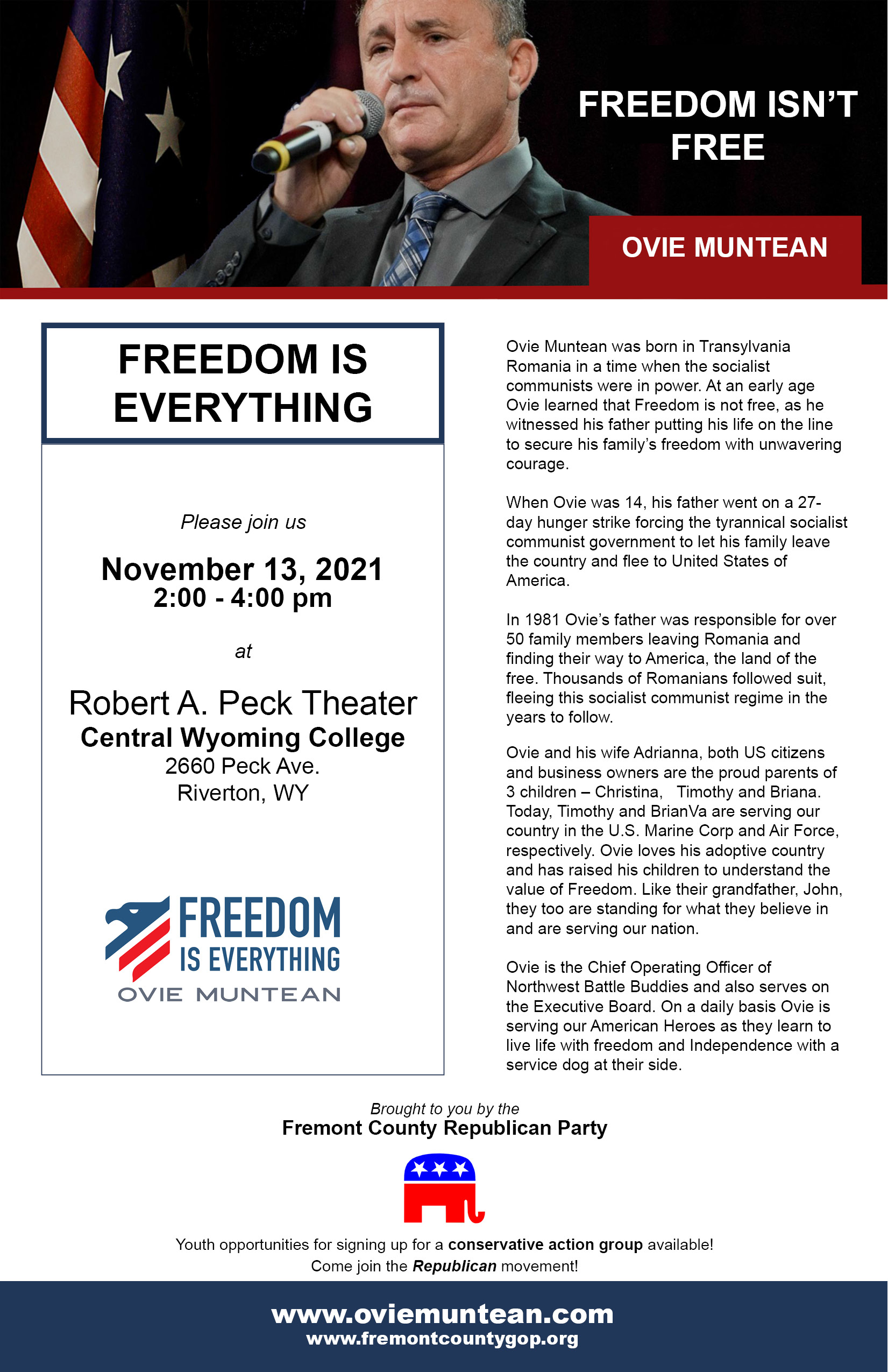 Ovie Munteen Freedom Isn't Free @ CWC Robert Peck Theater